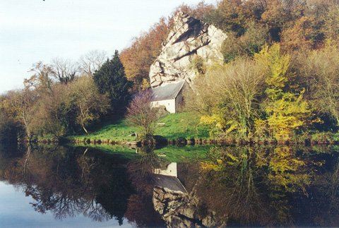 At the foot of the hill on the right bank of a river of Brittany, a chapel
 dedicated to St Gildas is as if hewn out of the rock itself...